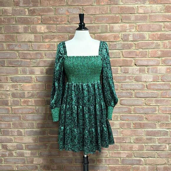 Alice + Olivia Green Rowen Tiered Bohemian Dress Size Large NEW - Picture 2 of 11